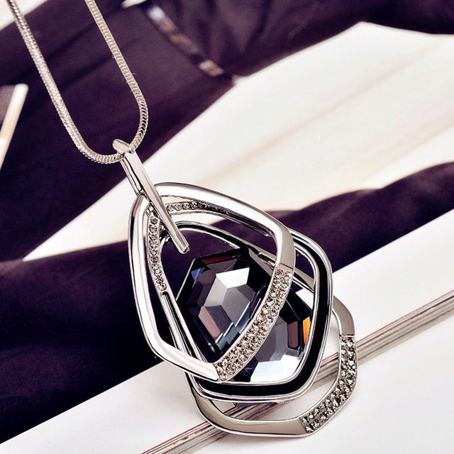 New Arrival Long Necklaces for Women 2022 Fashion Gray Crystal Choker Collier Femme Statement Necklaces & Pendants Accessories