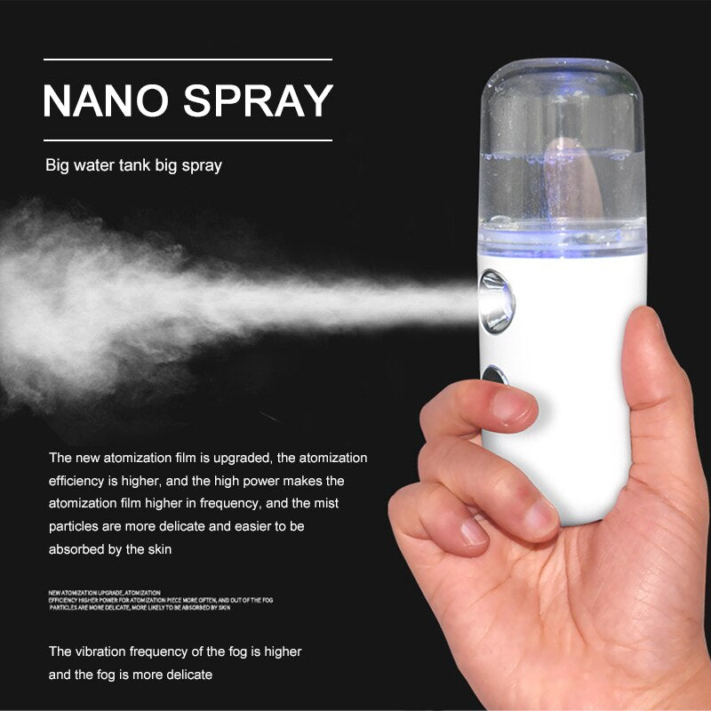 30ml Mini Nano Mist Facial Sprayer Beauty Instrument USB Humidifier Rechargeable Nebulizer Face Steamer Moisturizing Beauty Tool