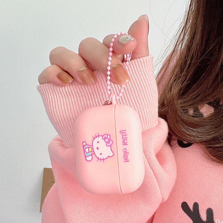 Sanrio Hello Kitty Cat Matte TPU Earphones Case For Apple AirPods 1/2 Pro 2 3 Cover Protective Headphone Box Bag With 3D Pendant