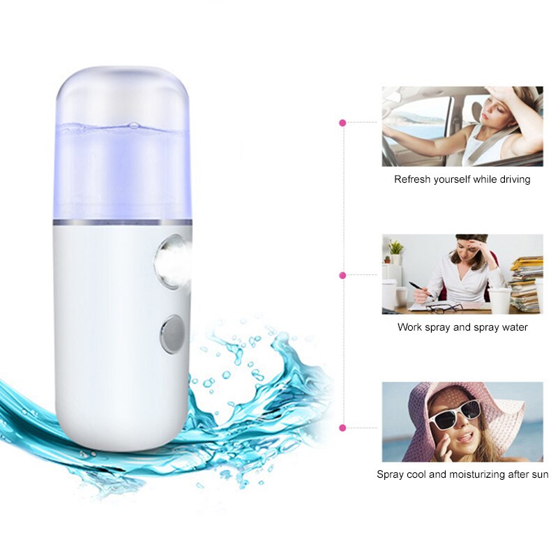 30ml Mini Nano Mist Facial Sprayer Beauty Instrument USB Humidifier Rechargeable Nebulizer Face Steamer Moisturizing Beauty Tool