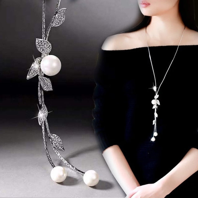 New Arrival Long Necklaces for Women 2022 Fashion Gray Crystal Choker Collier Femme Statement Necklaces & Pendants Accessories