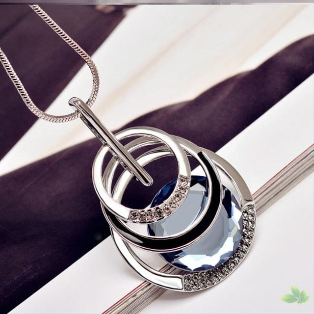 New Arrival Long Necklaces for Women 2022 Fashion Gray Crystal Choker Collier Femme Statement Necklaces & Pendants Accessories