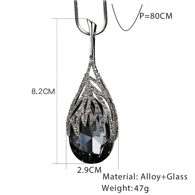 New Arrival Long Necklaces for Women 2022 Fashion Gray Crystal Choker Collier Femme Statement Necklaces & Pendants Accessories