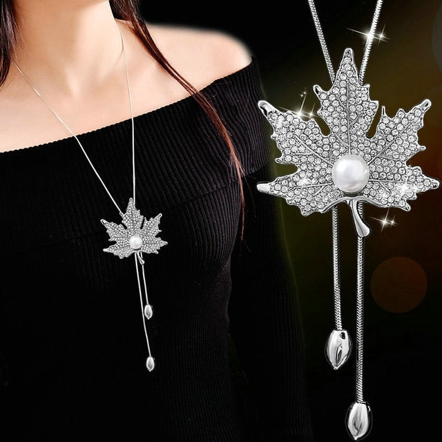 New Arrival Long Necklaces for Women 2022 Fashion Gray Crystal Choker Collier Femme Statement Necklaces & Pendants Accessories