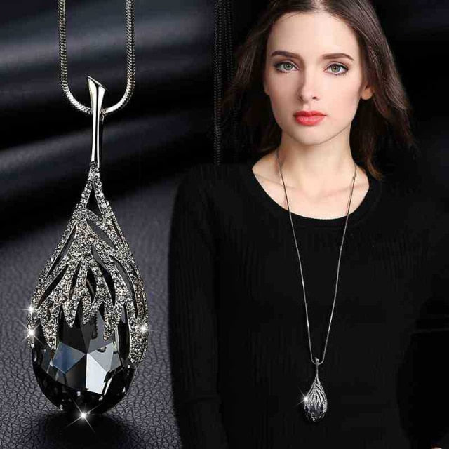 New Arrival Long Necklaces for Women 2022 Fashion Gray Crystal Choker Collier Femme Statement Necklaces & Pendants Accessories