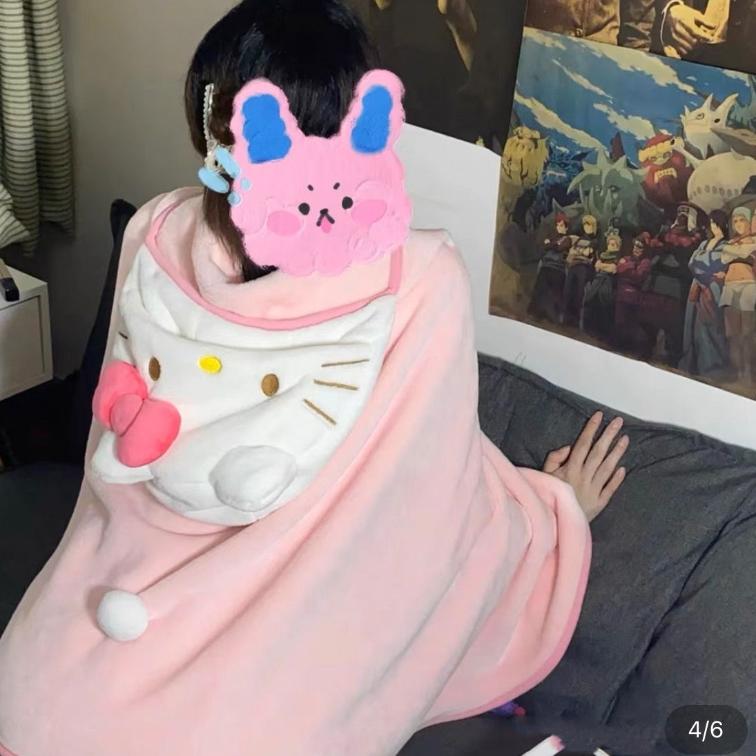 Sanrio Hello Kitty Pink Girl KT Cat Cloak Residence Dormitory Air Conditioner Soft Blanket Kawaii Christmas Gift Accessories