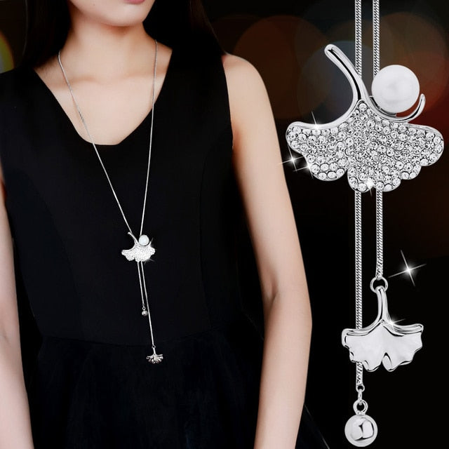 New Arrival Long Necklaces for Women 2022 Fashion Gray Crystal Choker Collier Femme Statement Necklaces & Pendants Accessories