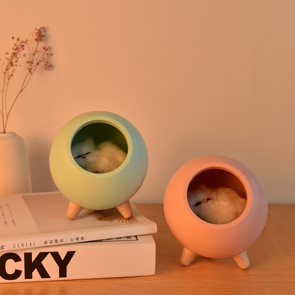 Home Decor Touch Dimming Night Light Sleeping Light Bedroom Bedside Table Lamp for Baby Bedside Cute Cats Charging Lamp