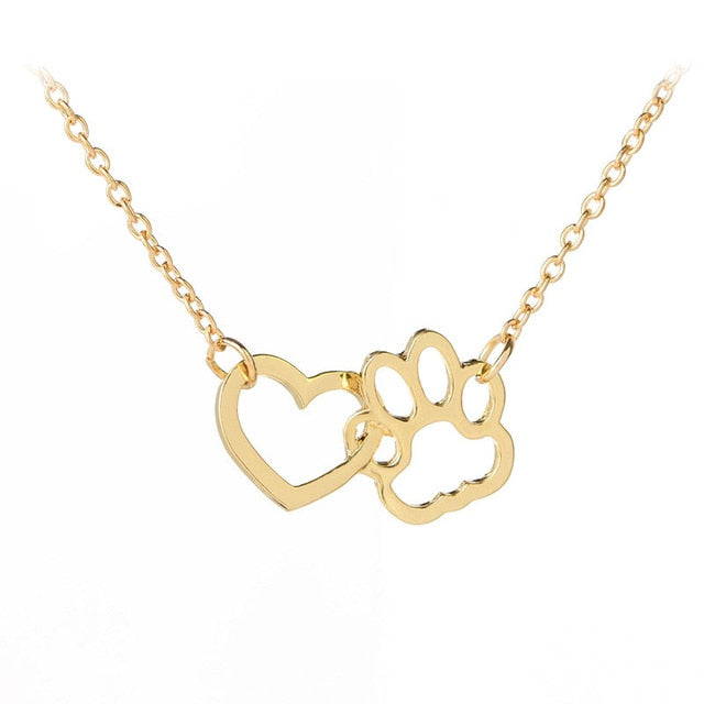 Pet Paw Love Heart Necklace