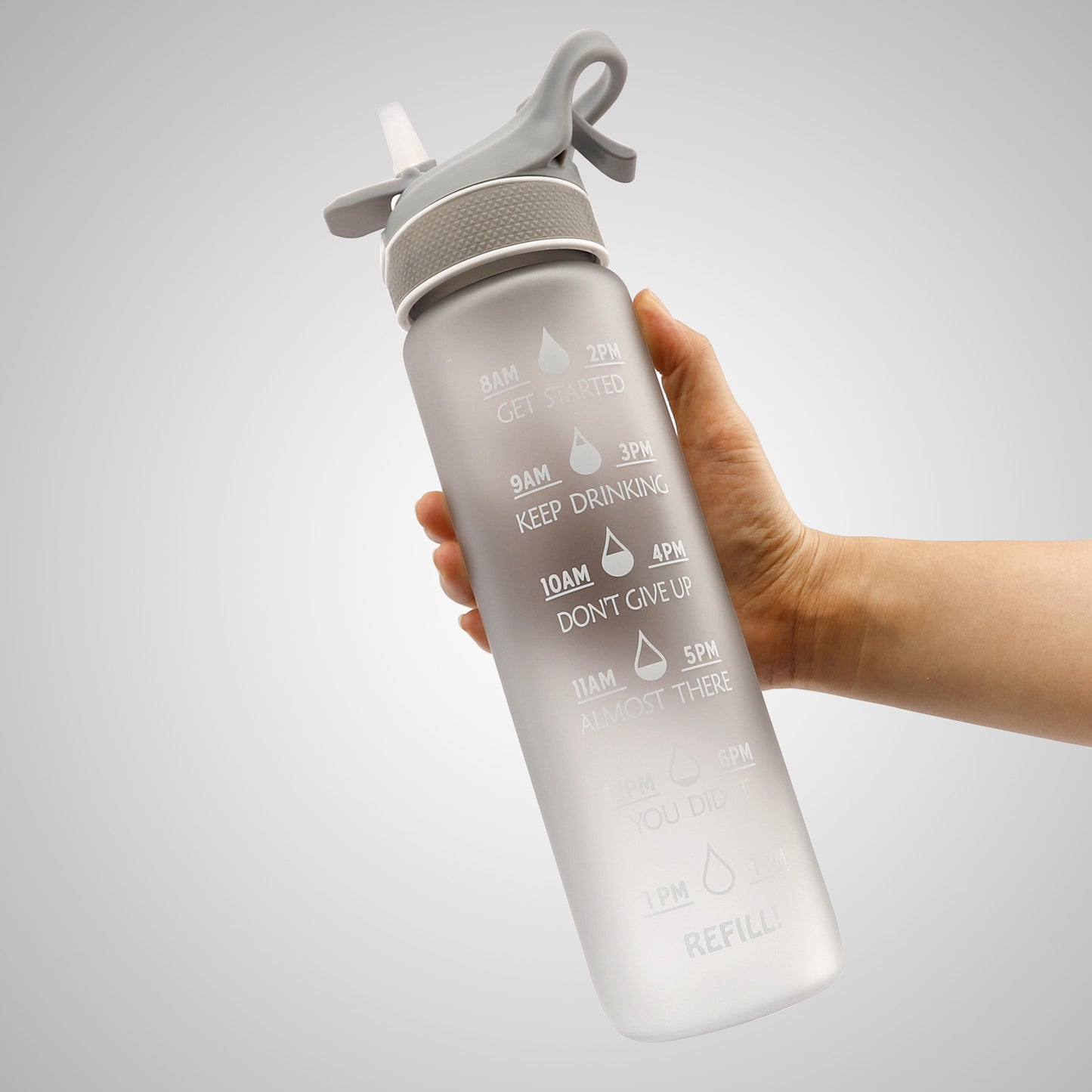 Spray Cup Plastic Water Bottle Gradient Color Frosted Portable Straw