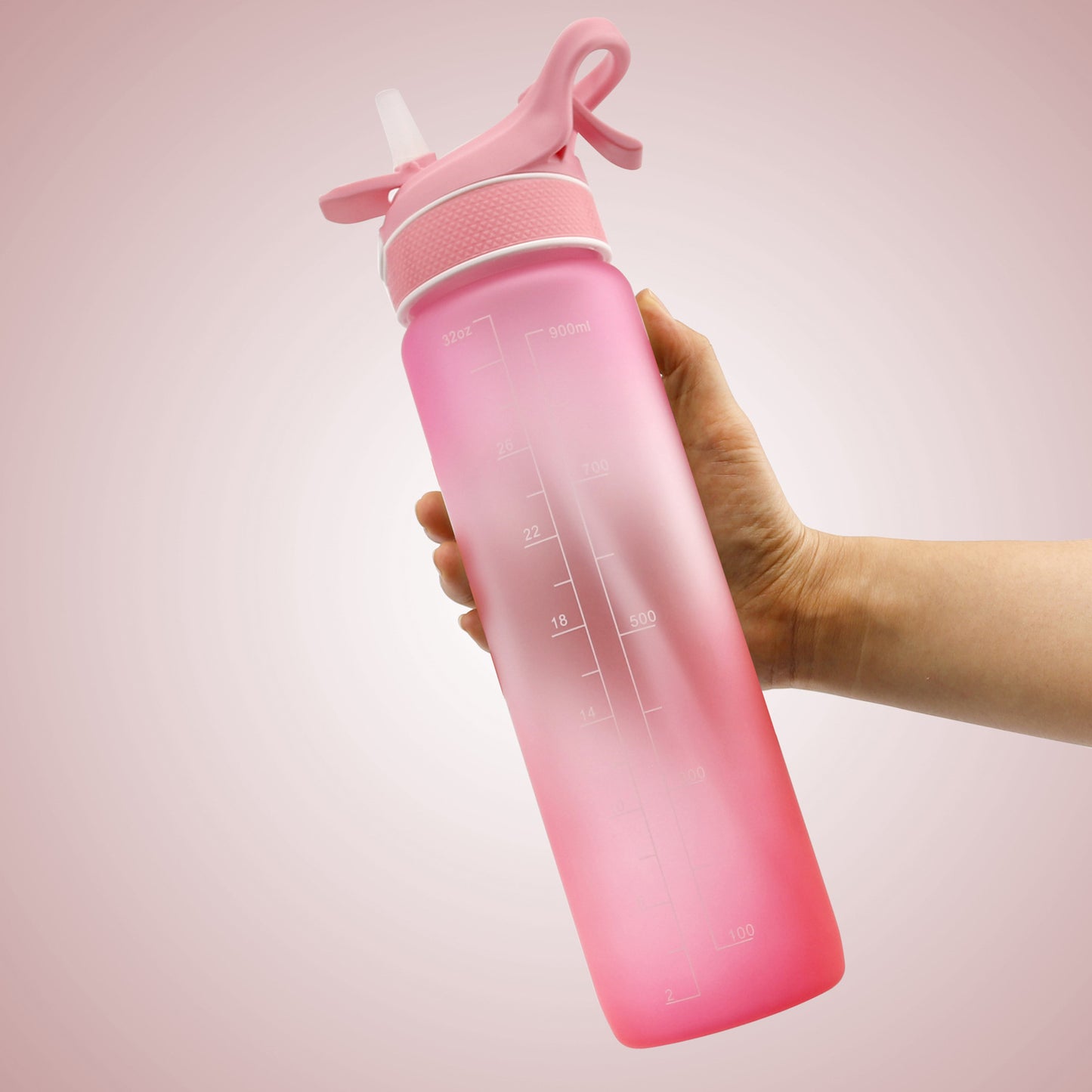 Spray Cup Plastic Water Bottle Gradient Color Frosted Portable Straw
