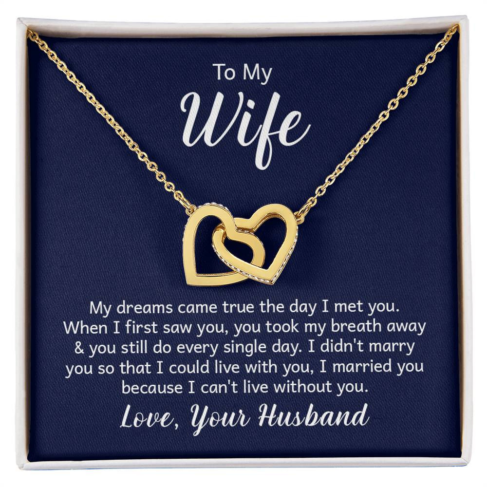 Valentines Interlocking Heart Necklace Wife