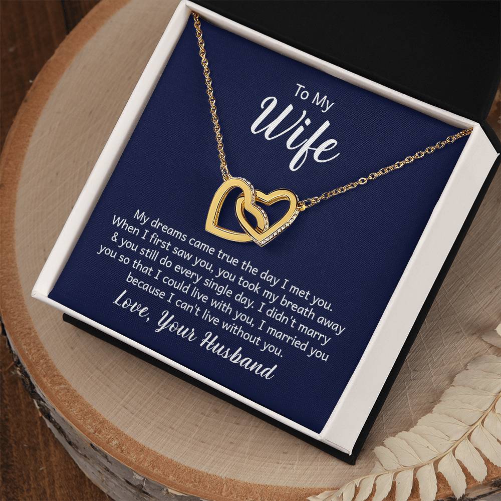 Valentines Interlocking Heart Necklace Wife