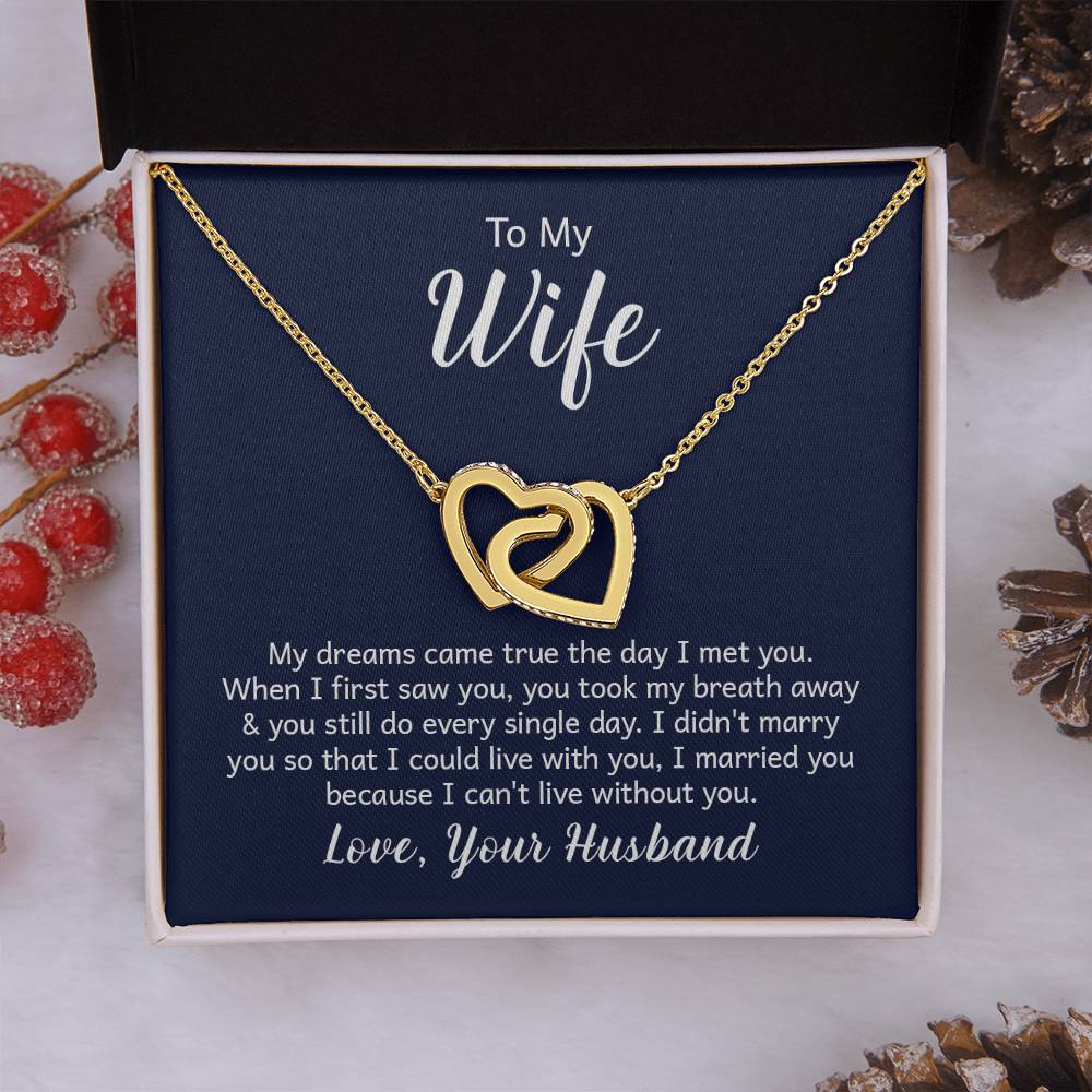 Valentines Interlocking Heart Necklace Wife