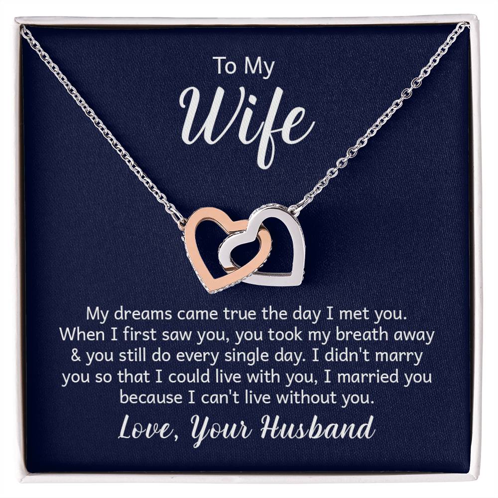 Valentines Interlocking Heart Necklace Wife