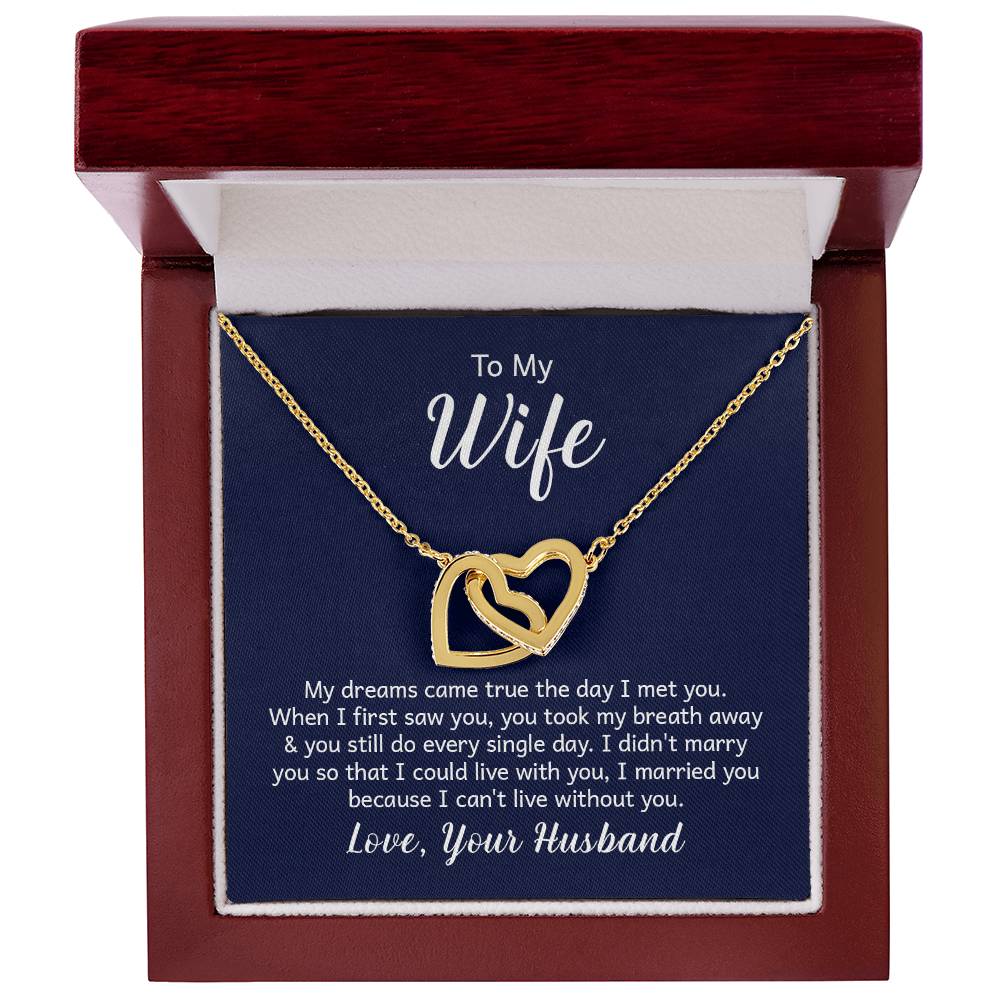 Valentines Interlocking Heart Necklace Wife