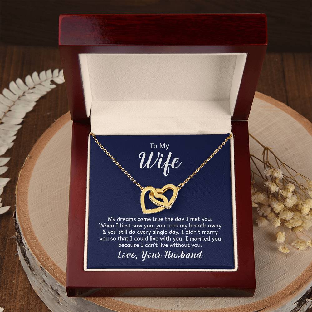 Valentines Interlocking Heart Necklace Wife