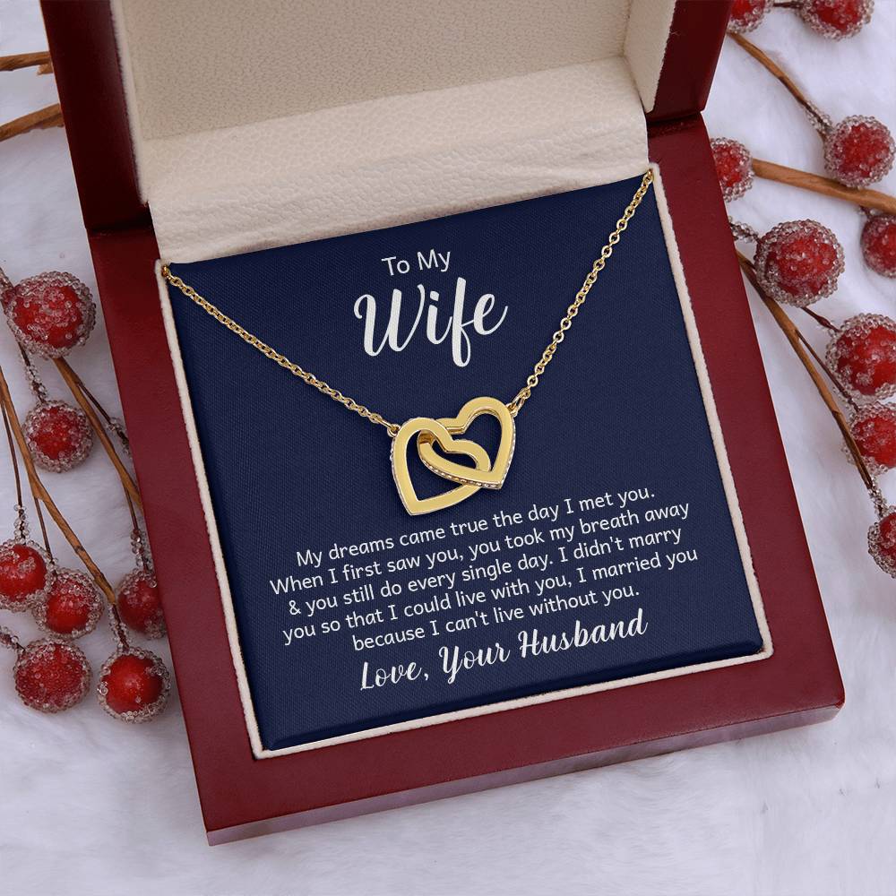 Valentines Interlocking Heart Necklace Wife