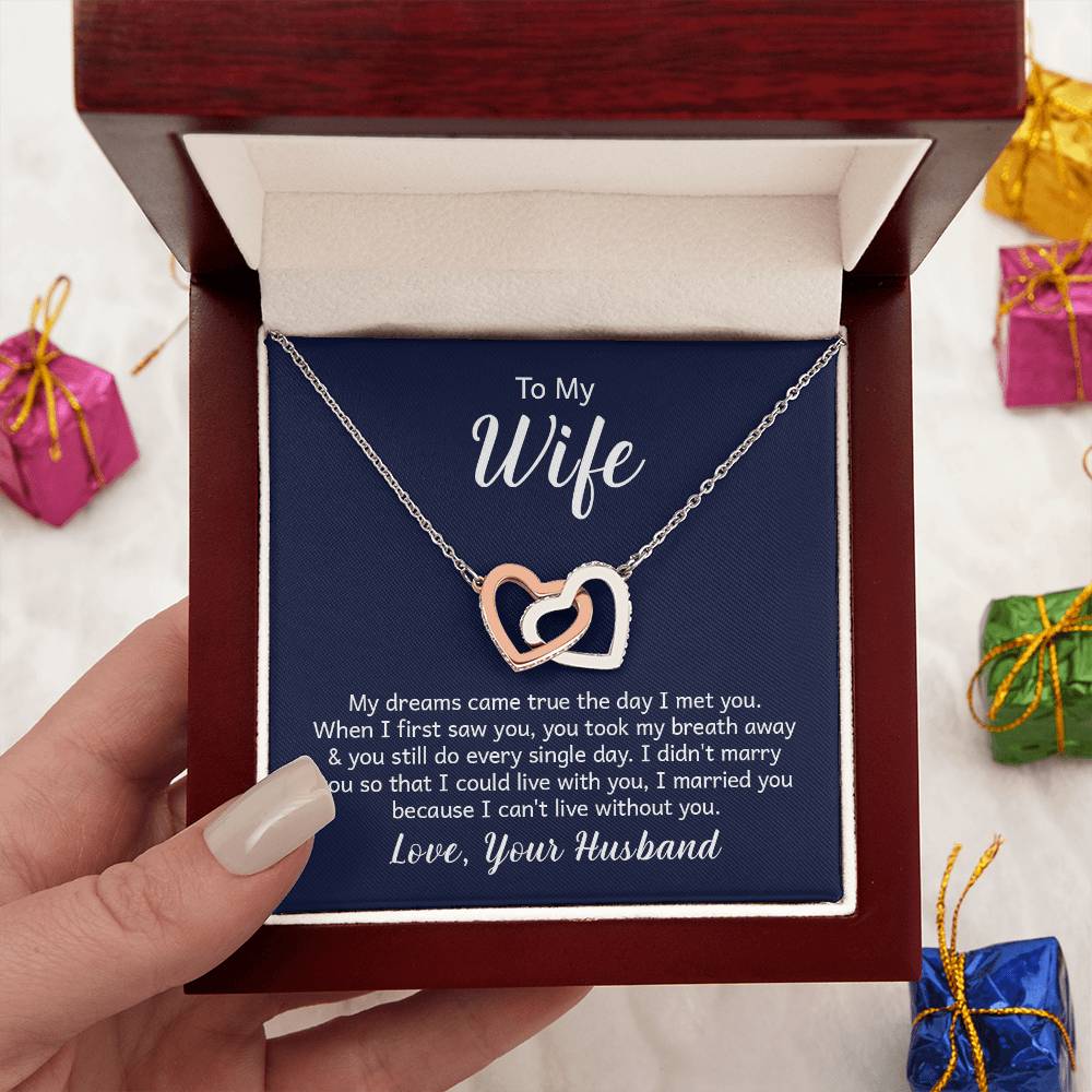 Valentines Interlocking Heart Necklace Wife