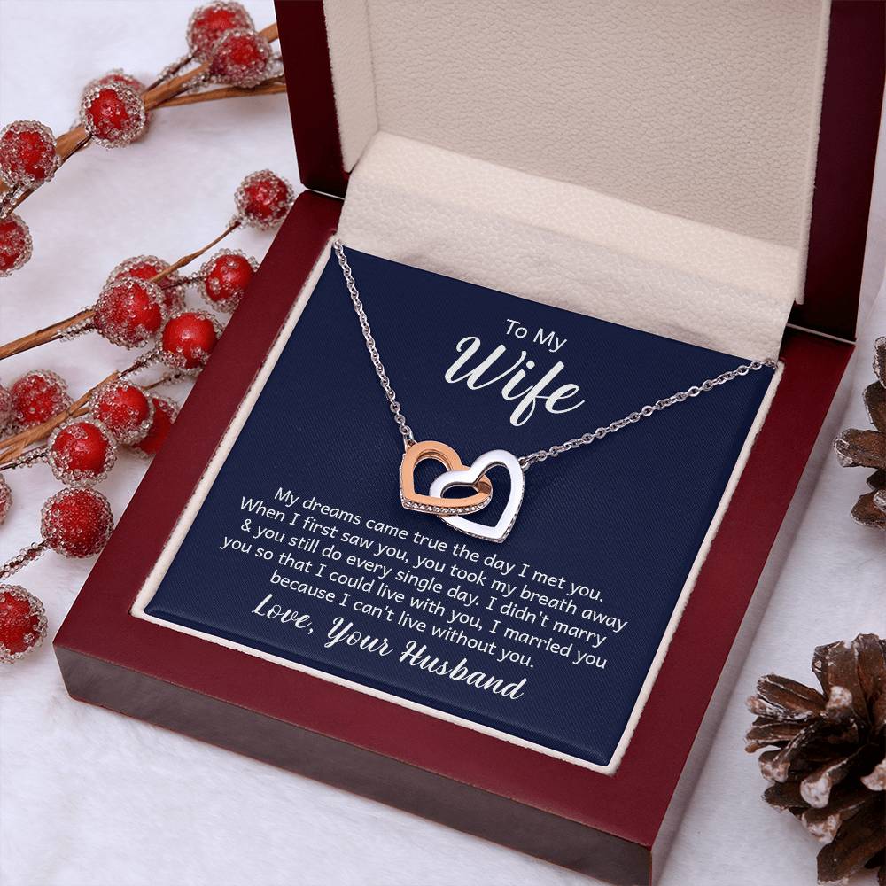 Valentines Interlocking Heart Necklace Wife