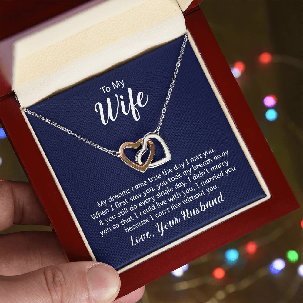 Valentines Interlocking Heart Necklace Wife