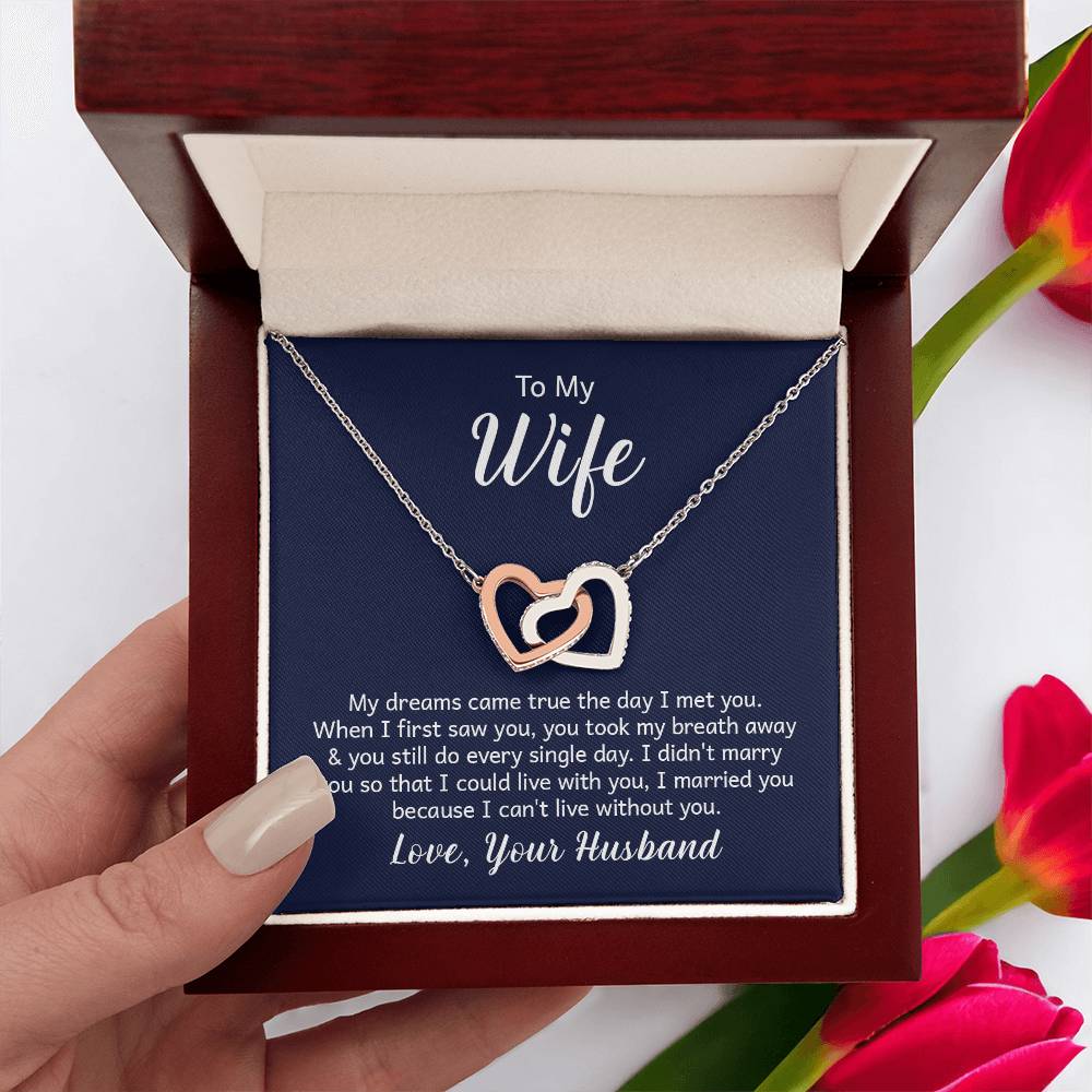 Valentines Interlocking Heart Necklace Wife