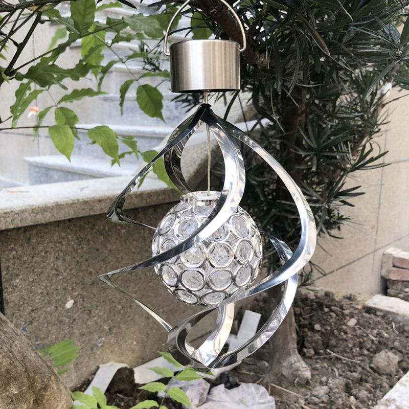 Solar Powered Wind Chime Light LED Garden Hanging Spinner Lamp Color Changing Lawn Yard Home Decoration macrame