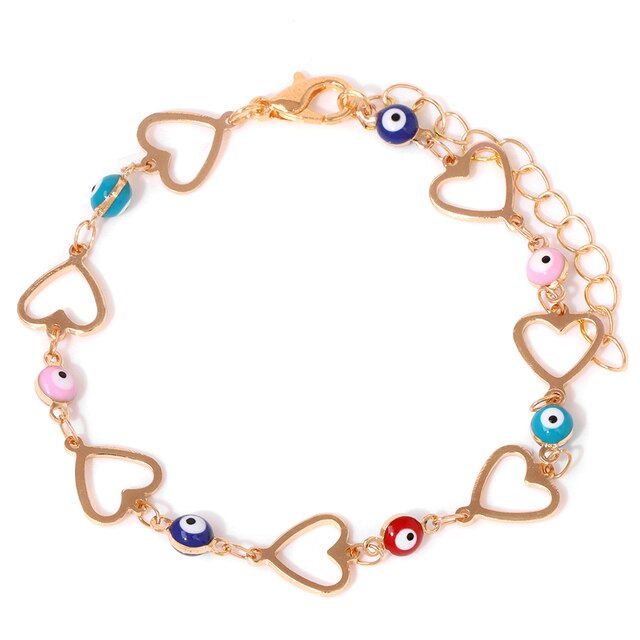 New Trend Multicolour Evil Eye Bracelets Adjustable Stainless Steel Gold Color Chain Bracelet Fashion Men And Women Jewelry Gift