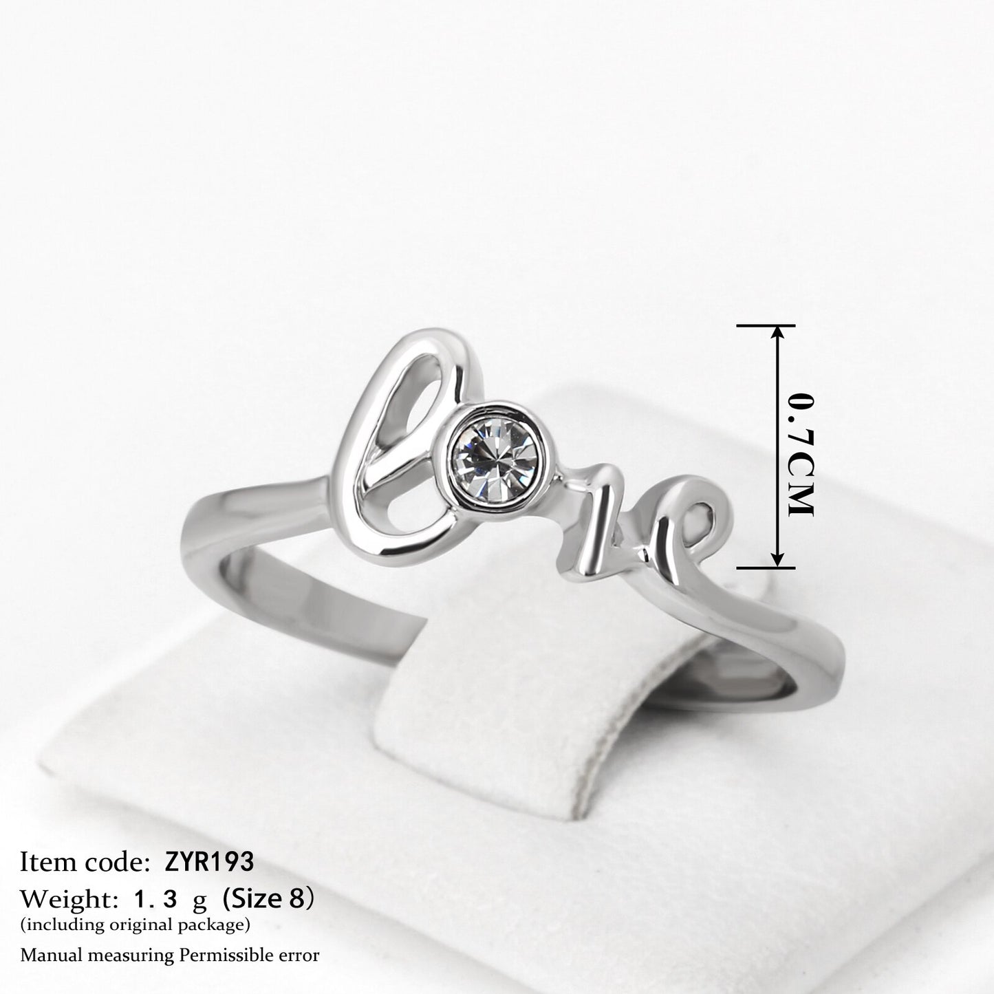 Classic Love Cubic Zirconia Engagement Finger Rings Silver Color Fashion Brand Jewellery/Jewelry For Women HotSale R193