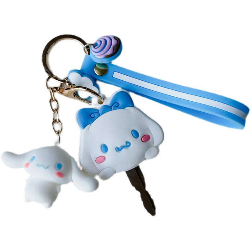 2023 New Kawaii Sanrio Keychain Silicone Cute Key Case Pendant Anime Kuromi Melody Cinnamoroll Access Control Card Case Keychain