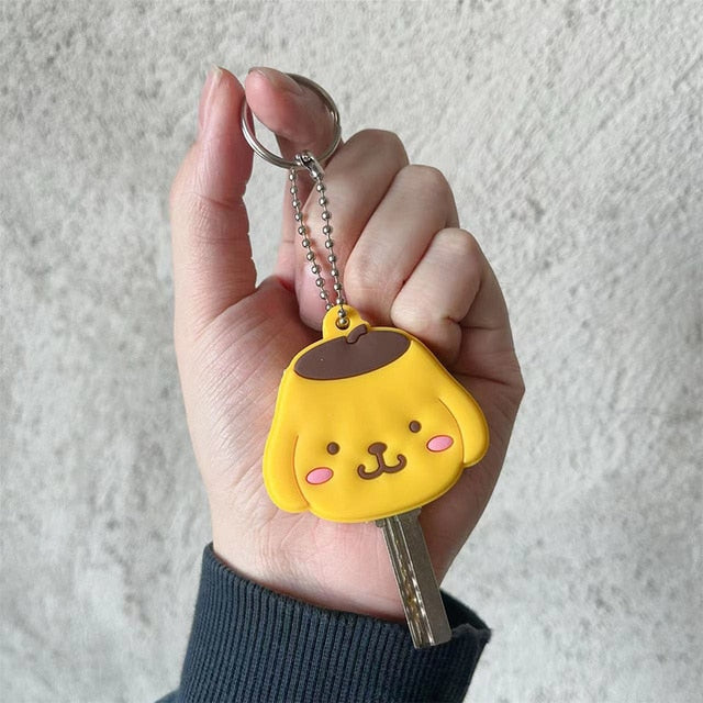 2023 New Kawaii Sanrio Keychain Silicone Cute Key Case Pendant Anime Kuromi Melody Cinnamoroll Access Control Card Case Keychain