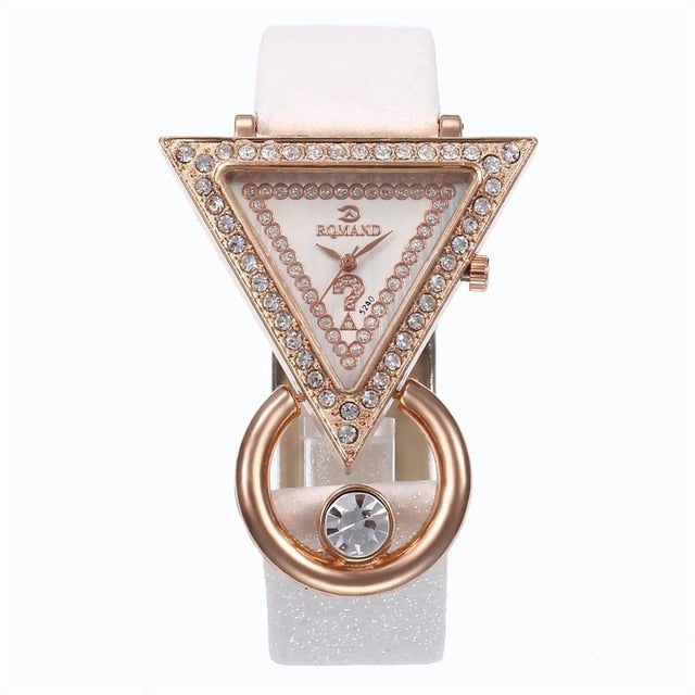 2021 Women Watches Creative Luxury Triangle Rhinestone Dial Frosted Strap Ladies WristWatch Fashion Quartz Watch Relojes Mujer