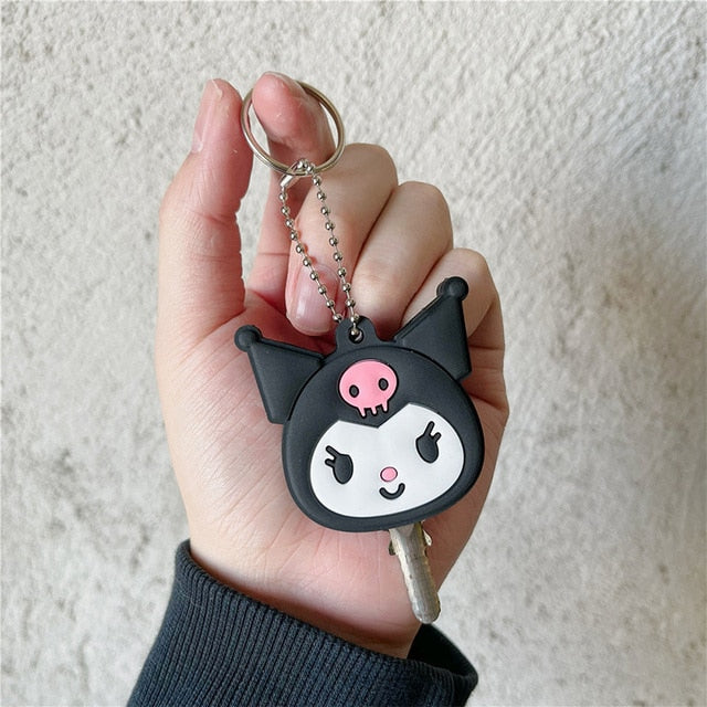 2023 New Kawaii Sanrio Keychain Silicone Cute Key Case Pendant Anime Kuromi Melody Cinnamoroll Access Control Card Case Keychain