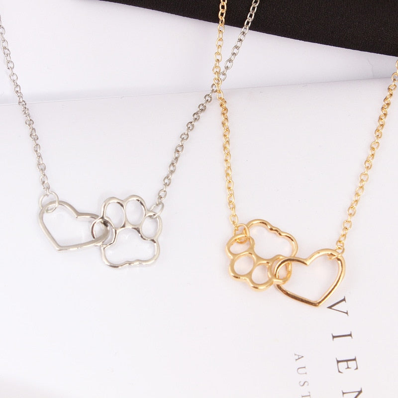 Pet Paw Love Heart Necklace