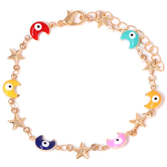 New Trend Multicolour Evil Eye Bracelets Adjustable Stainless Steel Gold Color Chain Bracelet Fashion Men And Women Jewelry Gift