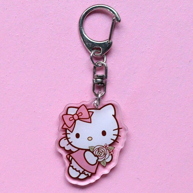 2023 New Kawaii Sanrio Keychain Silicone Cute Key Case Pendant Anime Kuromi Melody Cinnamoroll Access Control Card Case Keychain