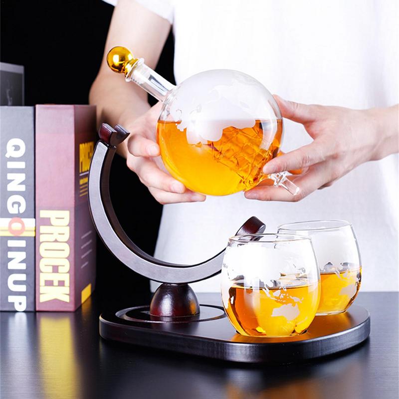 Whiskey Decanter Sets Creative Glass Earth Shaped Wine Decanter Anniversary Birthday Gift For Boyfriend Dad Husband Whiskey Gift