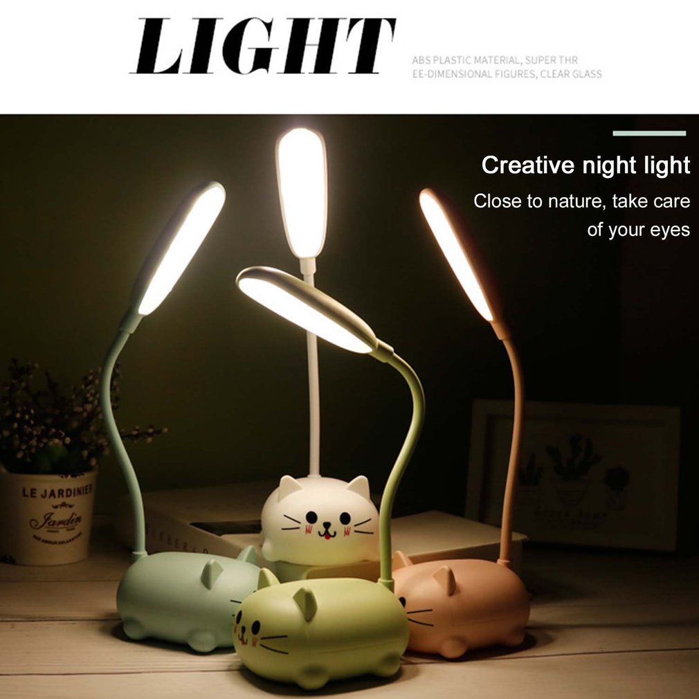 Hot LED Table Lamp Cartoon Cute Pet Cat Night Light Usb Rechargeable Led Table Light Child Eye Protection Warm White Desk Lamp