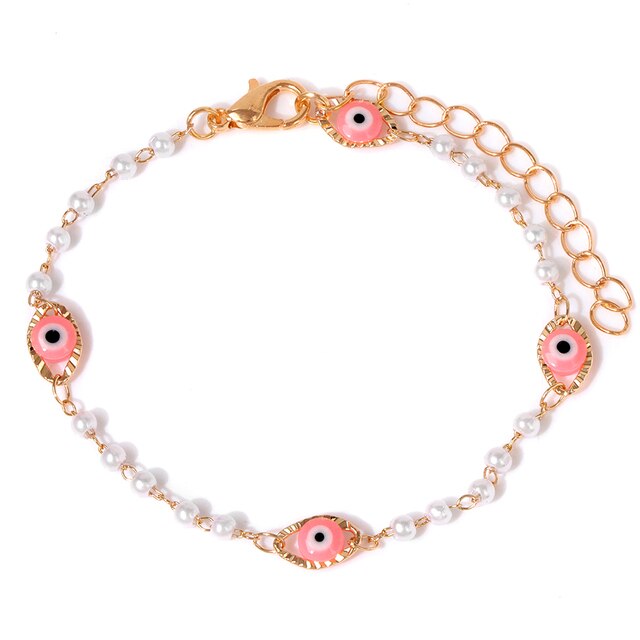 New Trend Multicolour Evil Eye Bracelets Adjustable Stainless Steel Gold Color Chain Bracelet Fashion Men And Women Jewelry Gift