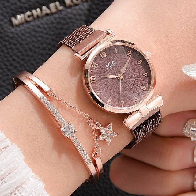 Luxury Women Bracelet Quartz Watches For Women Magnetic Watch Ladies Sports Dress Pink Dial Wrist Watch Clock Relogio Feminino