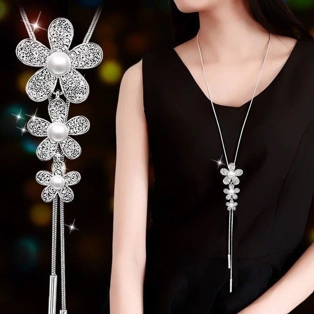 New Arrival Long Necklaces for Women 2022 Fashion Gray Crystal Choker Collier Femme Statement Necklaces &amp; Pendants Accessories