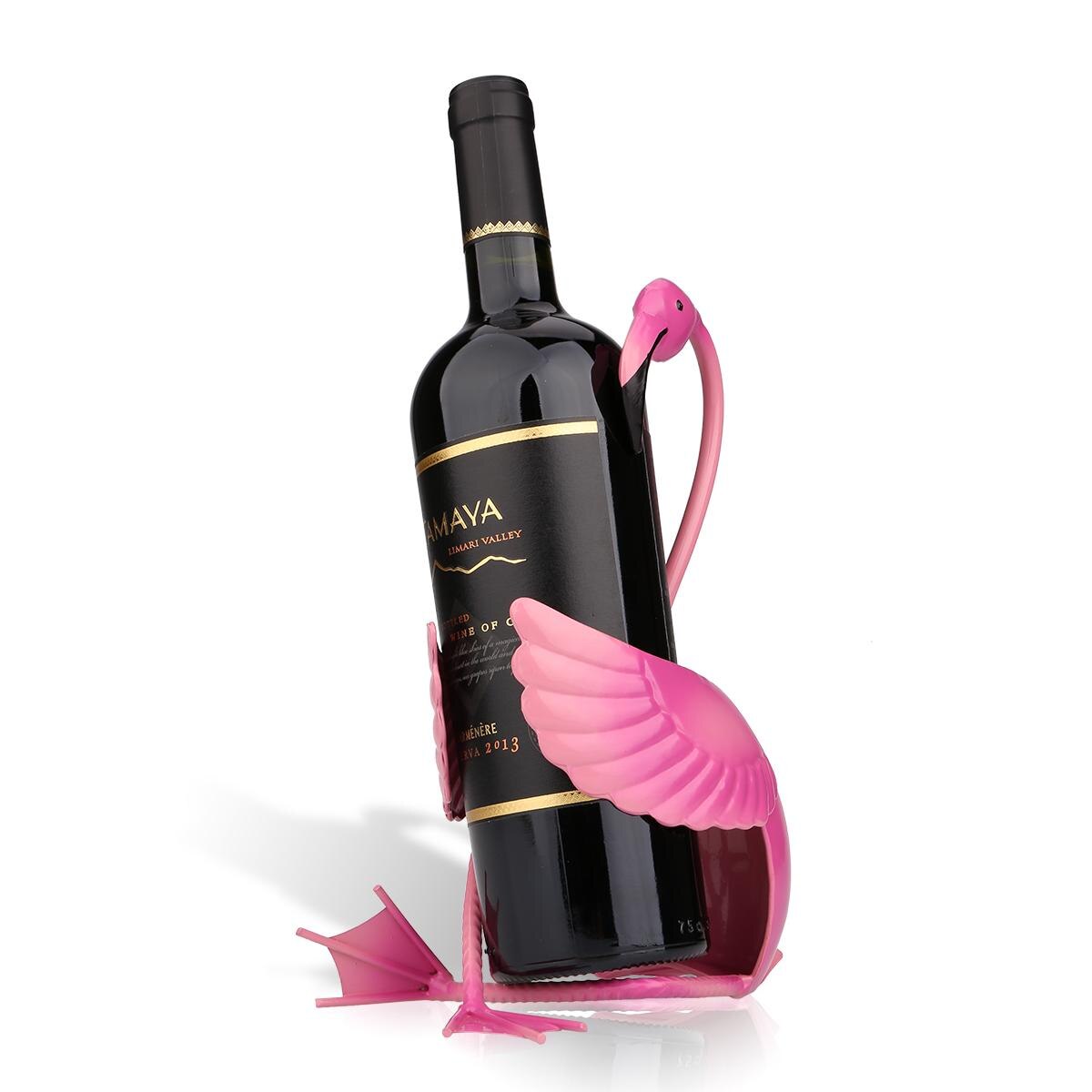 TOOARTS Flamingo wine holder Wine shelf Metal sculpture Practical sculpture Home decoration Interior decoration Crafts