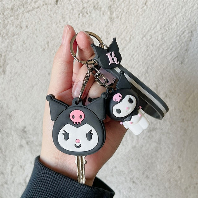 2023 New Kawaii Sanrio Keychain Silicone Cute Key Case Pendant Anime Kuromi Melody Cinnamoroll Access Control Card Case Keychain