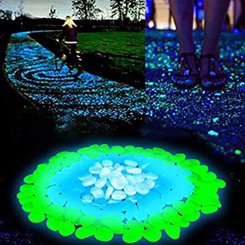 50/100Pcs Glow in the Dark Garden Pebbles For Sidewalk Garden Terrace Lawn Garden Patio Fish Tank Aquarium Decoration Glow Stone