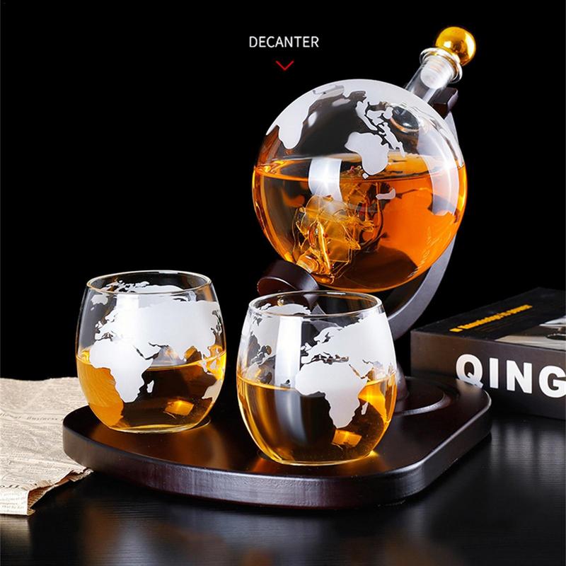 Whiskey Decanter Sets Creative Glass Earth Shaped Wine Decanter Anniversary Birthday Gift For Boyfriend Dad Husband Whiskey Gift