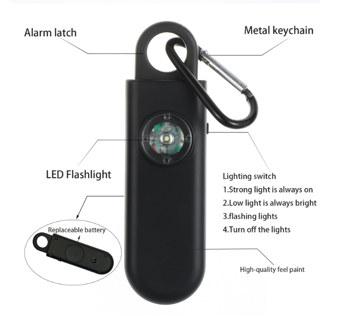 SOS LED Light Keychain with Alarm