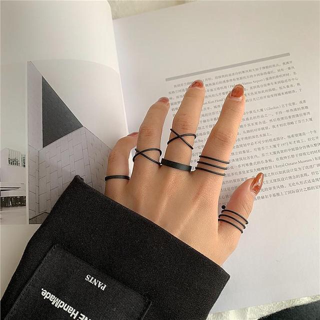 Silver Color Metal Adjustable Opening Rings Set For Women Creative Love Heart Finger Ring Trendy Party Jewelry Couple Rings