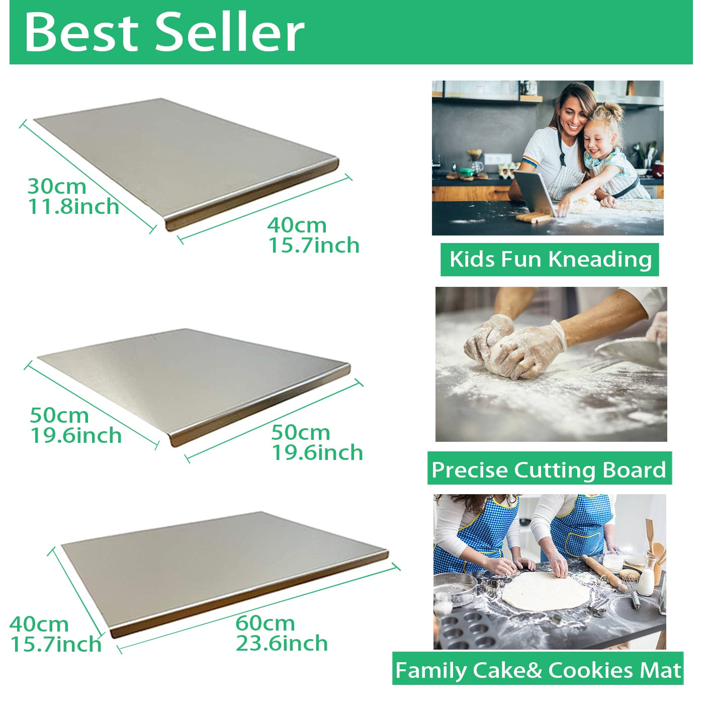 Kneading Board Stainless Steel Kitchen Chopping Board Dough Board Bakery Bake Fruit Pastry Rolling Mat Non Chemical Slice Cut