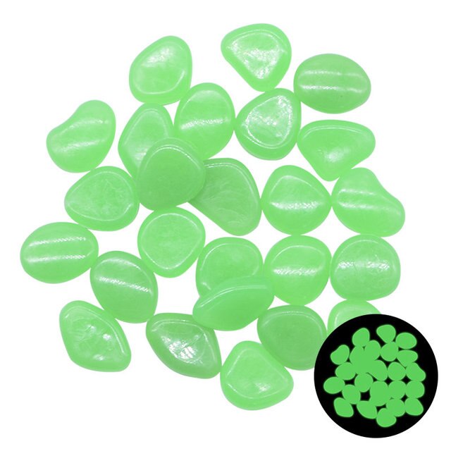 50/100Pcs Glow in the Dark Garden Pebbles For Sidewalk Garden Terrace Lawn Garden Patio Fish Tank Aquarium Decoration Glow Stone