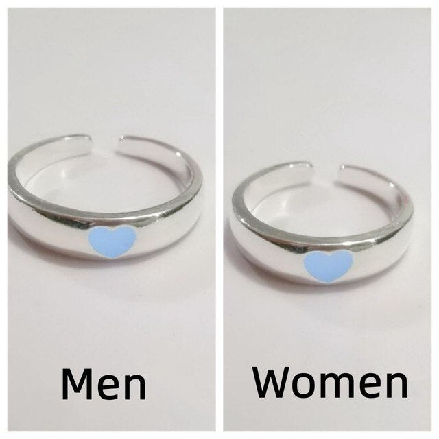 Fashion Blue Love Heart Luminous Ring for Women Men Fluorescent Ring Glow In Dark Adjustable Couple Finger Rings Jewelry Gifts